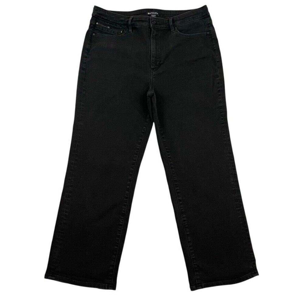 Athleta Flex Kick Flare Stretch Jeans Womens Size 16 Black Crop Stretch Denim